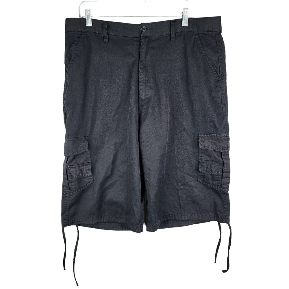 Men's Black Cargo Shorts Brooklyn State 14" Inseam Size 38